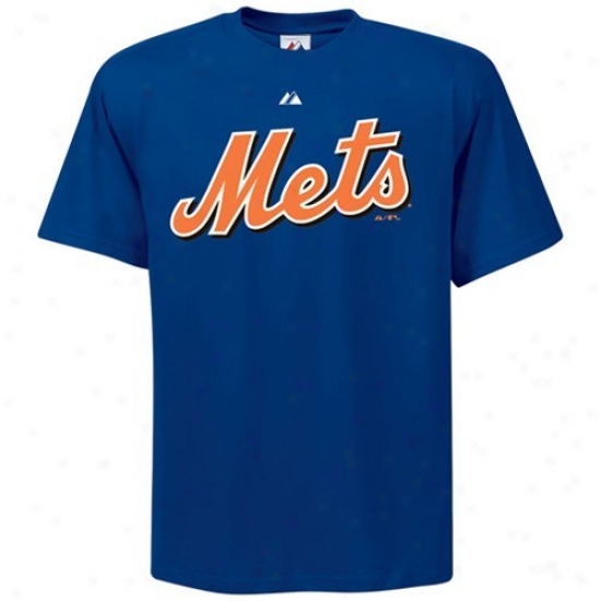 New York Mets T Shidt : Majestic New York Mets Youth Royal Blue Official Wordmark T Shirt