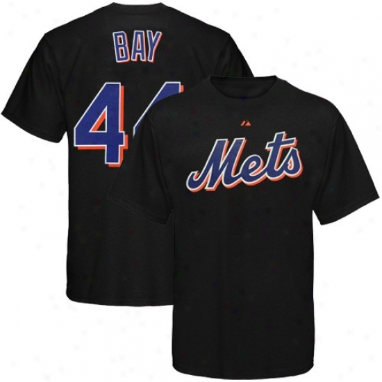 New York Mets T-shirt : Majestic New York Mets #44 Jason Bay Youth Black Players T-shirt