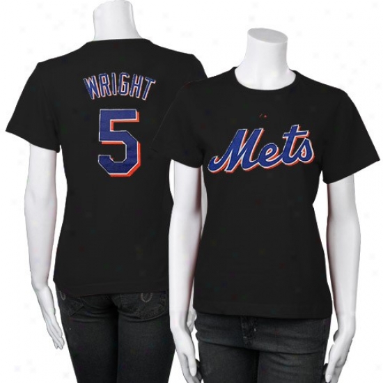 New York Mets T-shirt : Elevated New York Mets Black #5 David Wright Ladies Player T-shirt