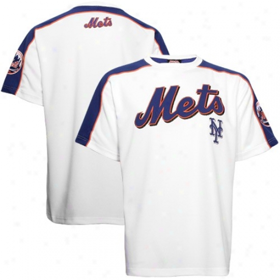 New York Mets Tee : New York Mets White Tackle Twill Crew Tee
