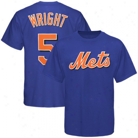 Ne wYork Mets Tshirt : Majestic New York Mets #5 David Wright Royal Blue Player Tshirt