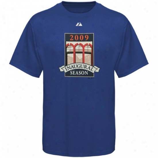 New York Mets Tshirt : August New York Mets Royal Blue Citi Field Inaugural Season Logo Tshirt