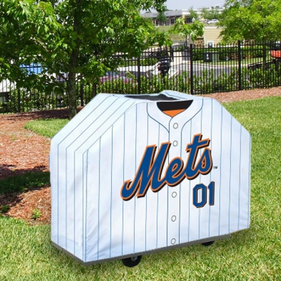 New Yor Mets White Pinstripe Jersey Bbq Grill Cover