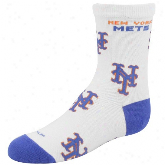 New York Mets White Preschool 903 (6-8) All Over Team Logo Socks