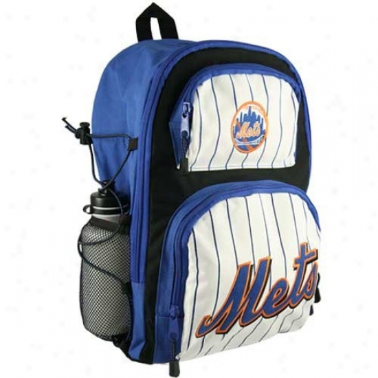 New York Mets Youth White-royal Blue Pinstripe Embroidered Team Logo Backpack
