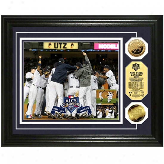 New York Yankees 2009 Alcs Champions Celebration 24kt Gold Photomint