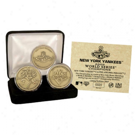 New York Yankees 2009 World Series Champions 3 Bronze Coin Set