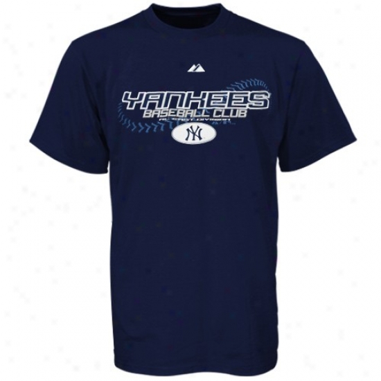 New York Yankees Apparel: Majestic New York Yqnkees Navy Blue Youth On The Globe T-shirt