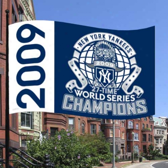 Recent York Yankees Banners : New York Yankees 2009 World Srries Champions Navy Blue 3' X 5' Banners