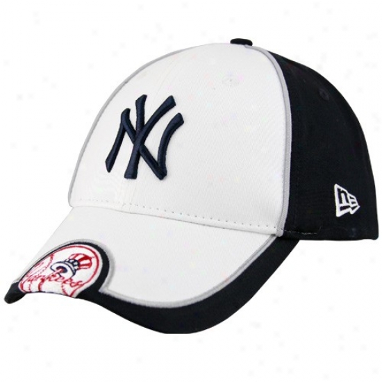 New York Yankees Caps : New Era New York Yankees White-navy Blue Opus Adjustable Caps