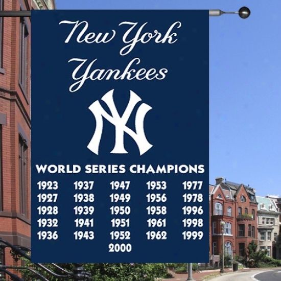 New York Yankees Flags : Novel York Yankees Navy Blue Vrrtical World Series Cbampions Applique Flags
