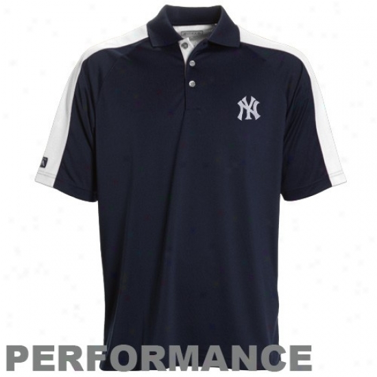 New York Yankees Golf Shirt : Antigua New York Yankees Navy Blue Force Performance Golf Shirt