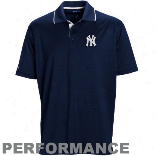 New York Yankees Golf Shirts : Antigua New York Yankees Navy Blue Impact Performance Golf Shirts