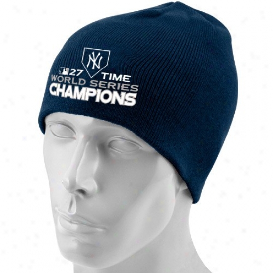 New York Yankees Hat : New Era New York Yankees Navy Blue 2009 World Series Champions 26-time Champs Toque Knit Beanie