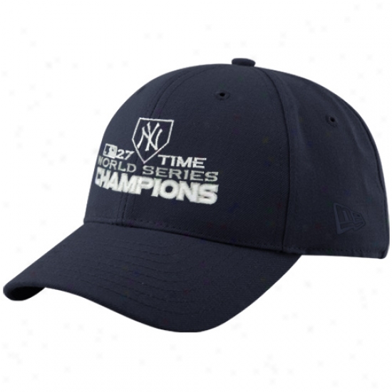 New York Yankees Hats : New Era New York Yankees Navy Blue 2009 World Series Champions 27-time Champions Wool Blend Structured Adjustable Hats