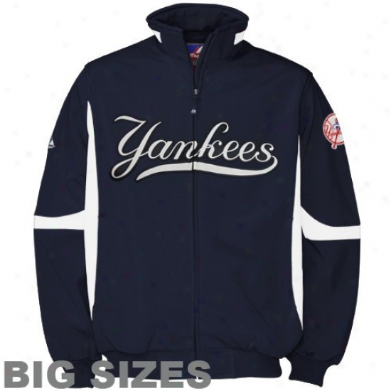 New York Yankees Jacket : Majestic New York Yankees Navy Blue Therma Base Premier Elevation Performance Big Sizes Jacket