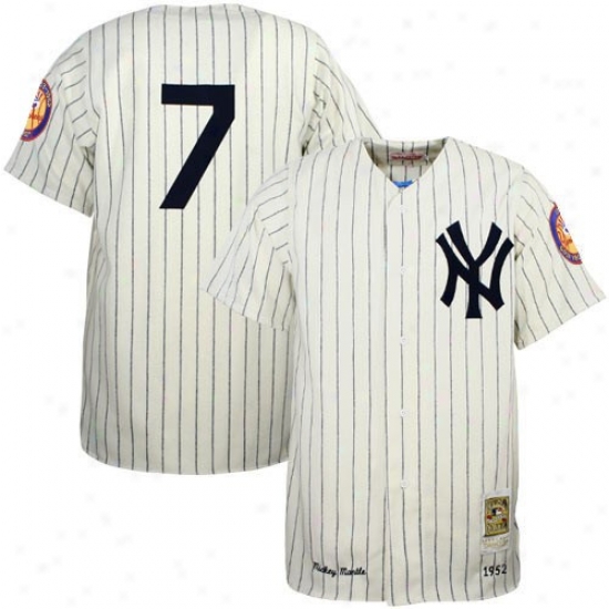 Repaired York Yankees Jersey : New York Yankees #7 Mickey Mantle Natural 1952 Home Replica Baseball Jersey