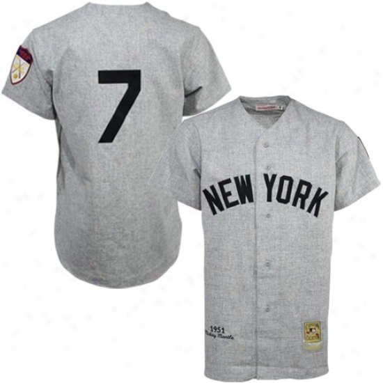 New York Yankees Jerseys : Mitchell & Ness New York Yankees #7 Mickey Mantle Ash 1951 Authentic Baseball Jerseys