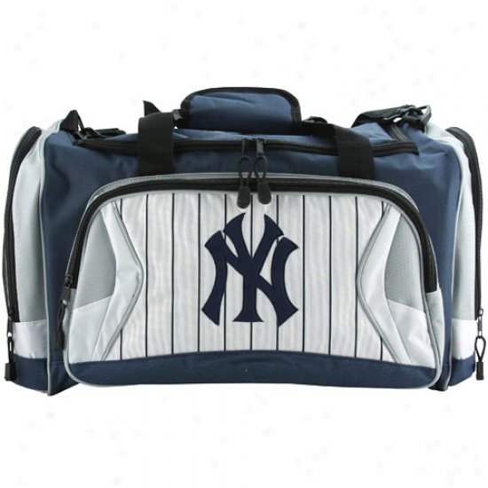 New York Yankees Navy Blue-white Pinstripe Fly-by Duffel Bag