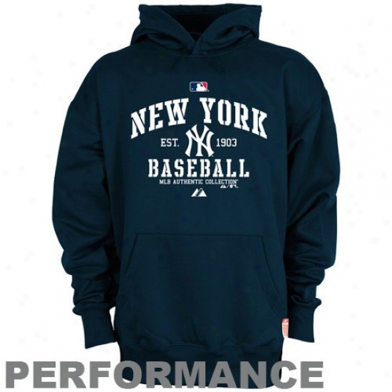New York Yankees Sweat Shirts : Majestic New York Yankees Navy Blue Ac Classic Therma Mean Performance Sweat Shirts