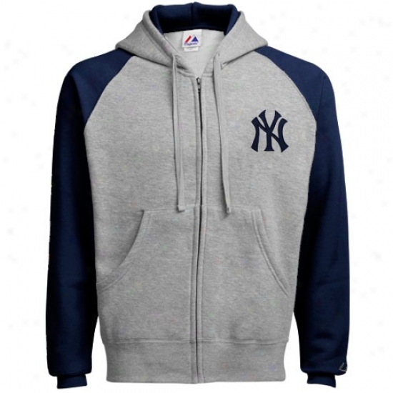 Nee York Yankees Sweat Shirts : Majestic New York Yankees Ash Classic Fjll Zip Sweat Shirts