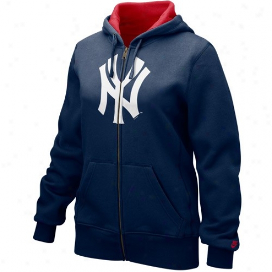 Novel York Yankees Sweat Shirts : Nike New York Yankees Ladies Navy Blue Cooperstown Classic Full Zip Sweat Shirts