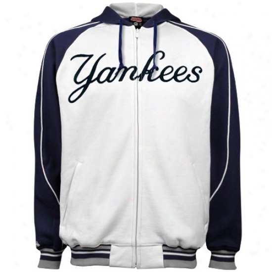 New York Yankees Sweatshirts : New York Yankees White Heavyweight Full Zip Sweatshirts