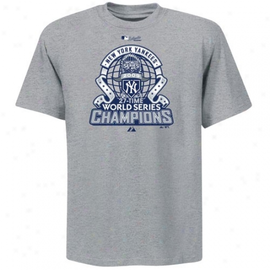 New York Yankees T Shirt : Majestic New York Yankees Steel 2009 World Series Champions Official Locker Room T Shirt