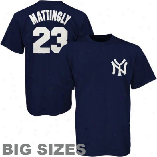 New York Yankees T-shirt : Majestic New York Yankees #23 Don Mattingly Navy Blue Cooperstown Player Big Sizes T-shirt