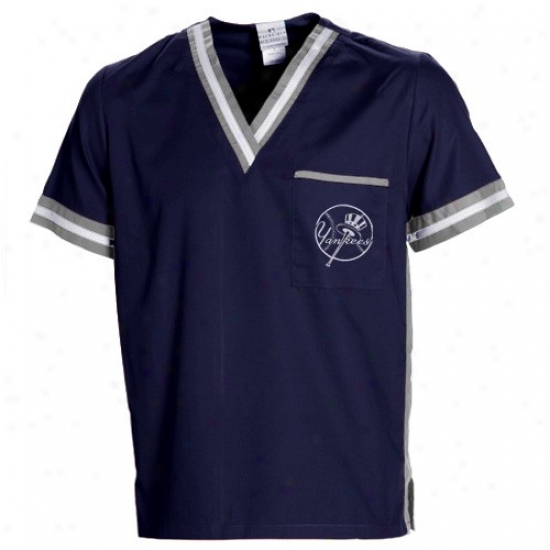 New York Yankees T Shirt : New York Yankees Navy Blue Scrub Top