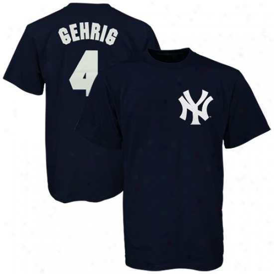 Just discovered York Yankees Tees : Majestic New York Yankees #4 Lou Gehri gYouth Ships Blue Coopersrown Player Tees