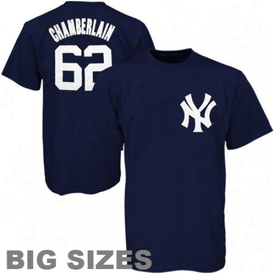 New York Yankees Tshirt : Splendid New York Yankees #62 Joba Chamberlain Navy Blue Player Big Sizrs Tshirt