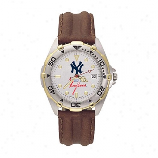 New York Yankees Wrist Watch : New York Yankees Men's All-star Wrist Watch W/leather Band