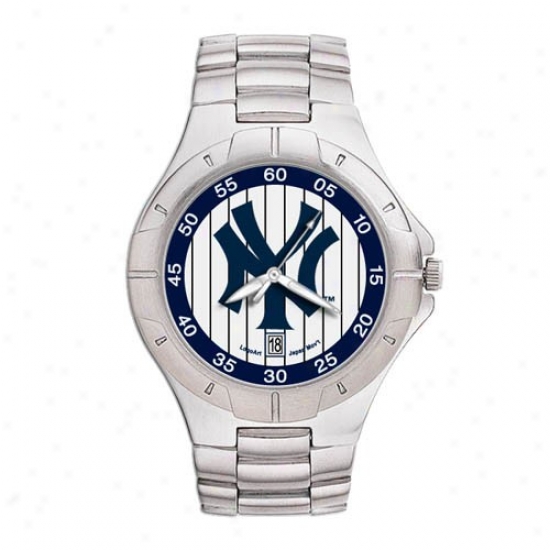 New York Yankees Wrist Watch : New York Yankees Men's Pro Ii Wrist Watch W/stainless Steel Band