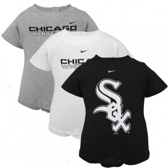 Nike Chicago White Sox Infant Black, White & Ash 3-pack Romper Set