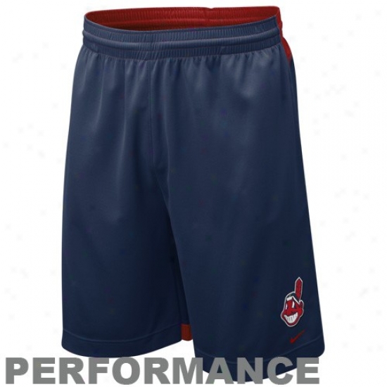 Nike Cleveland Indians Navy Blue Dri-fit Psrformance Training Shorts