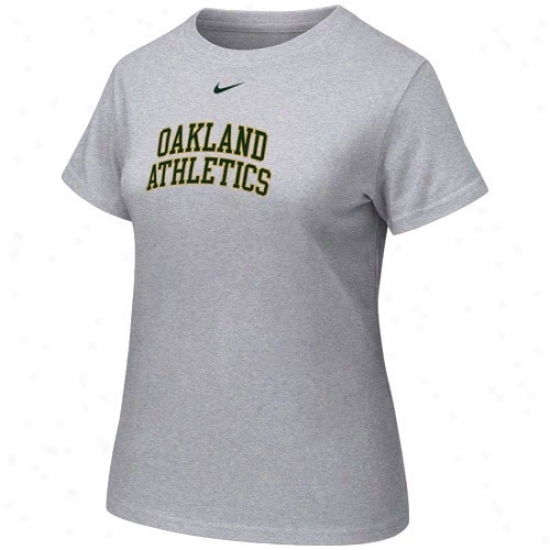 Oakland Athletics Apparel: Nike Oakland Athletics Ladies Ash Arch Crew T-shirt