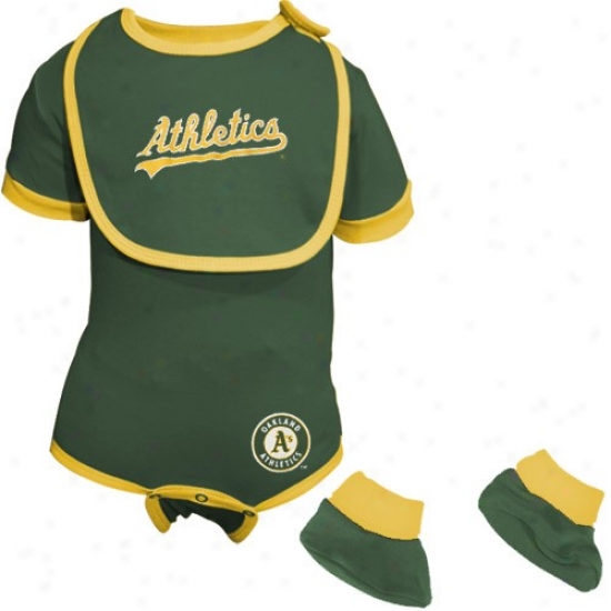 Oakland Athletics Green Infant Baseball Bib & Booties Set