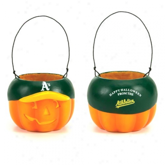 Oakland Athletics Halloween Pumpkin Team Logo Hat Candy Pail