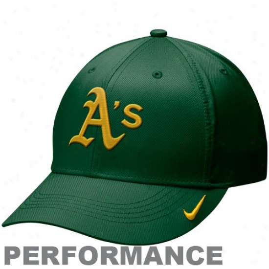 Oakland Athl3tics Hats : Nike Oakland Gymnastics Green Practice Performance Hats