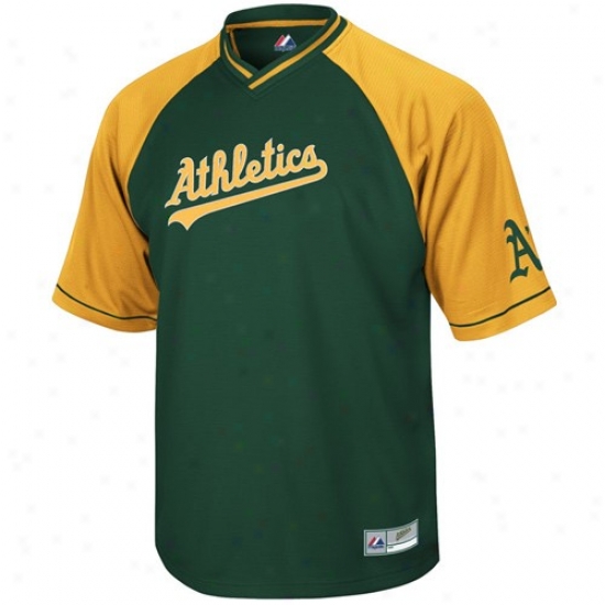 Oakland Gymnastics Jerseys : Majestic Oakland Athletics Green-gold Full Force V-neck Jerseys