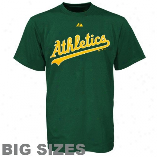 Oakland Athletics T-shirt : Mwjestic Oakland Athletics Green Team Logo Big Sizes T-shirt