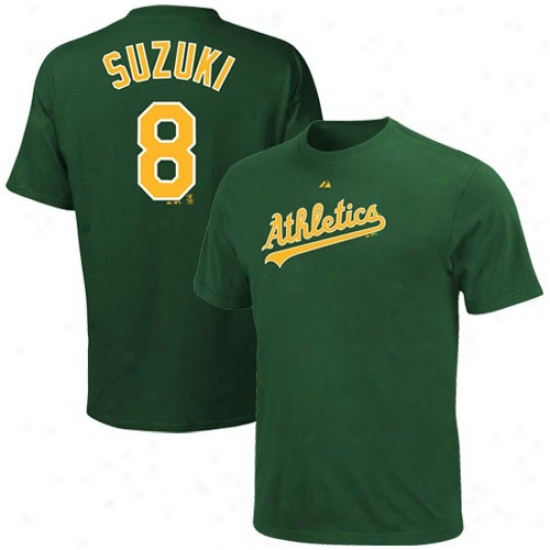 Oakland Athletics Tshirt : Majestic Oakland Arhletics #8 Kurt Suzuki Green Mimic Tshirt