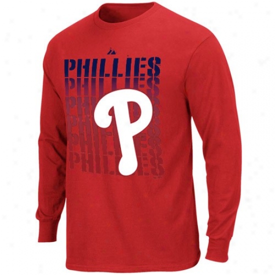 Philadelphia Phillies Aparel: Majestic Philadelphia Phillies Youth Red Game Open Long Sleve T-shirt