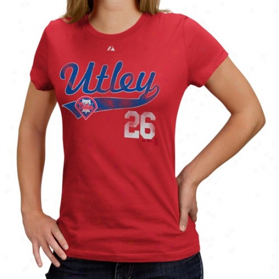 Philadelphia Phillies Apparel: Majestic Philadelphia Phillies #26 Chase Utley Ladies Red Lead Role Player T-shirt