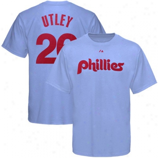 Philadelphia Phillies Apparel: Majestic Philadelphia Phillies #26 Chase Utley Light Blue Player Name & Number T-shirt