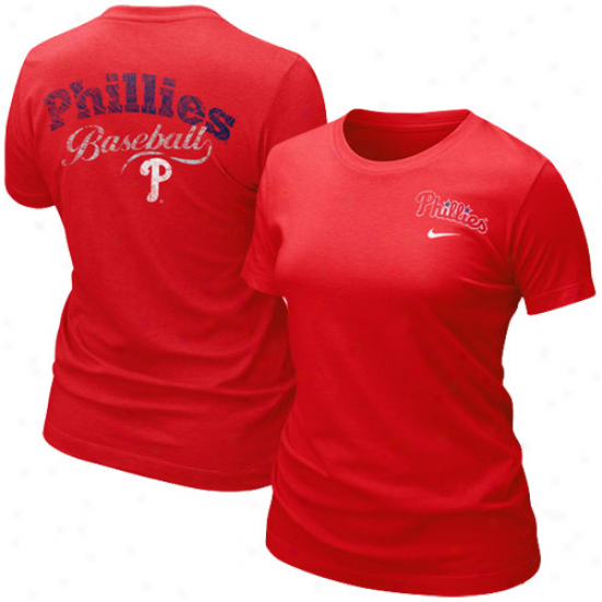 Philaeelphia Phillies Apparel: Nike Philadelphia Phillies Ladies Red Graphic Tri-blend T-sjirt