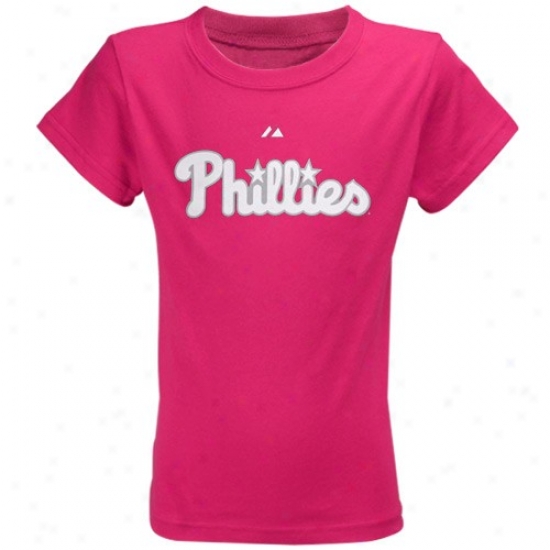 Philadelphia Phillies Attire: Majestic Philadelphia Phillies Youth Girls Hot Pink Wordmark T-shirt