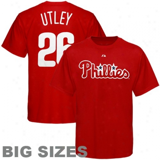 Philadelphia Phillies Attire: Majestic Philadelphia Phillies #26 Chase Utley Red Player Big Sizex T-shirt