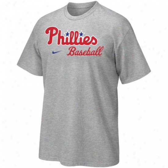Philadelphia Phillies Attire: Nike Philadelphia Phillies Young men Ash Practice T-shirt